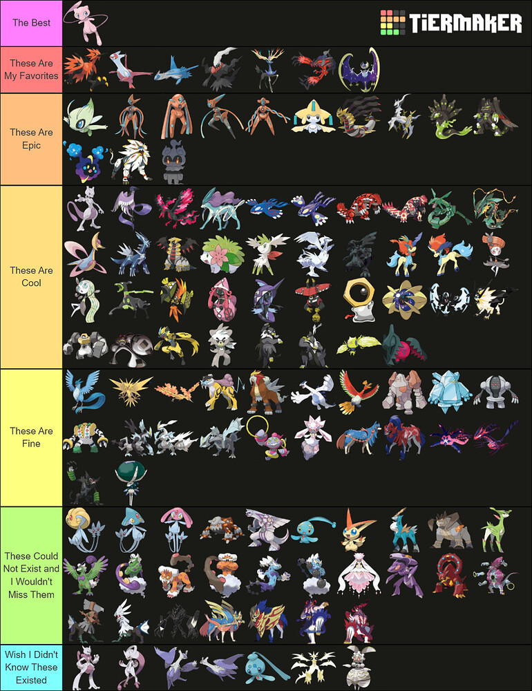 Legendary and Mythical Pokemon Tier List General Elite Fourum